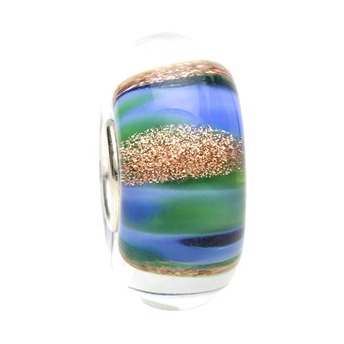 Ogerbeads Emerald Wave GoldRush blue and green and gold glass Bead by The Alternative Bead. Your official Ogerbeads Retailer from Germany