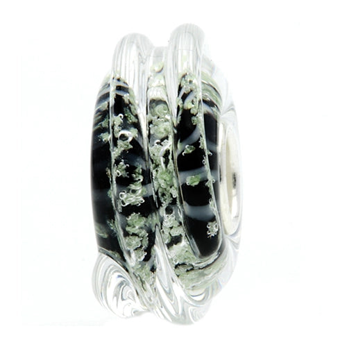 Ogerbeads Zebra Moonlight Magic Light black and white and glow-in-the-dark glass Bead by The Alternative Bead. Your official Ogerbeads Retailer from Germany