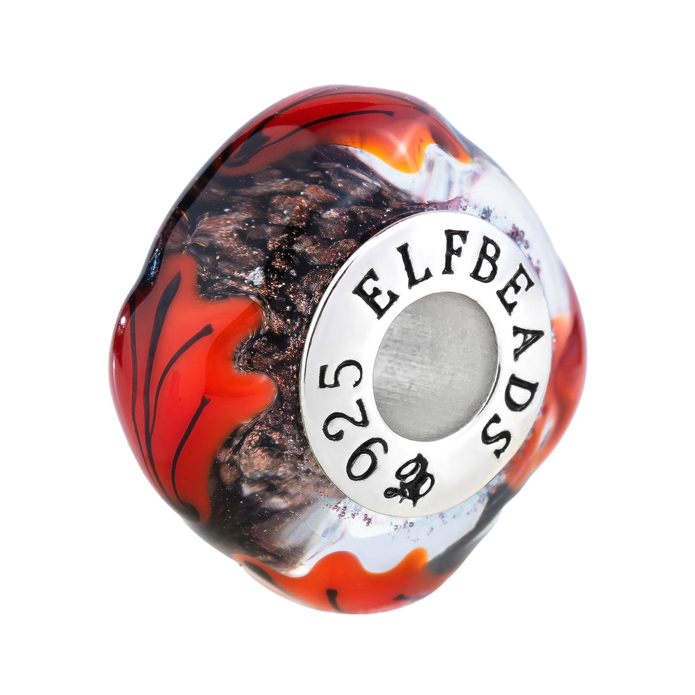 Elfbeads Oak Leaves Midnight Shimmer  glass Bead by The Alternative Bead. Your official Elfbeads Retailer from Germany