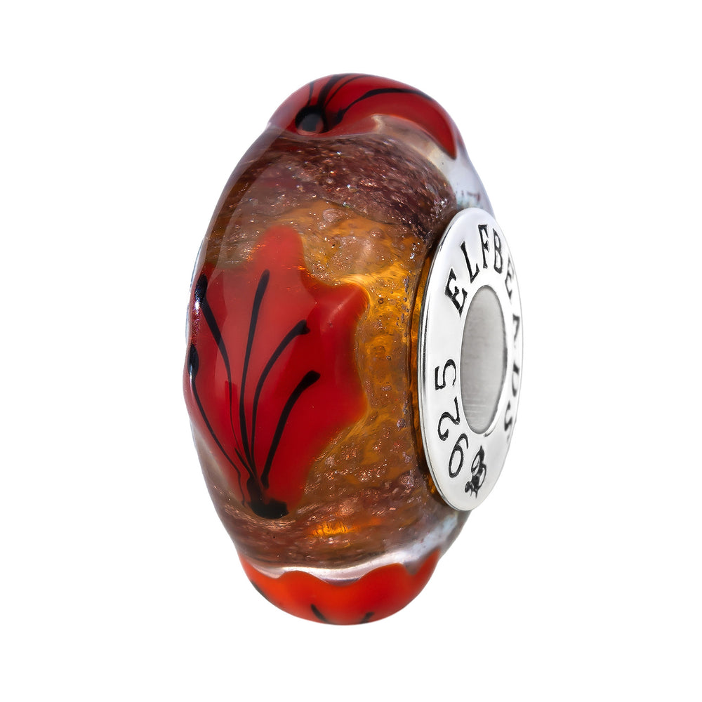 Elfbeads Oak Leaves Sunset Golddust  glass Bead by The Alternative Bead. Your official Elfbeads Retailer from Germany