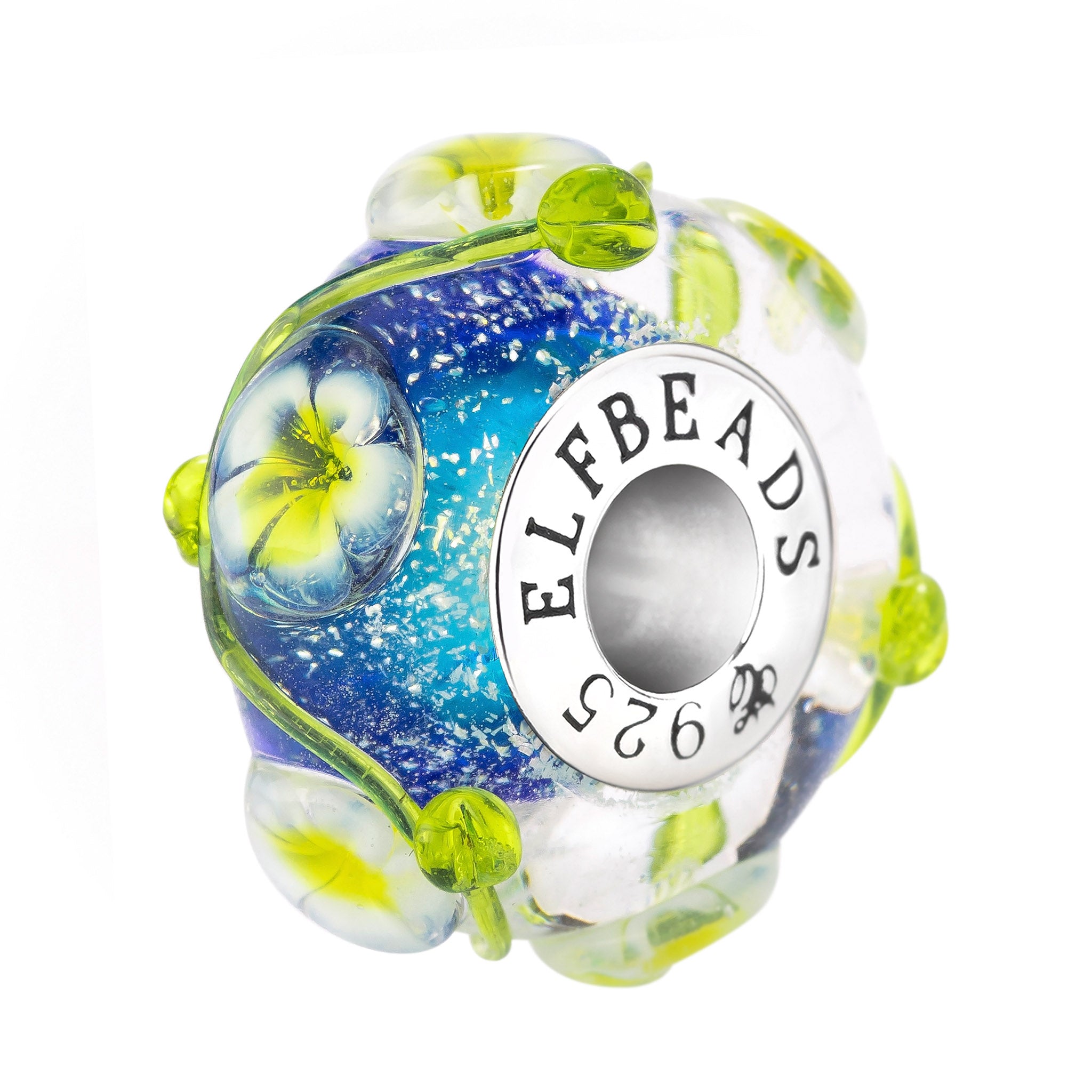 Elfbeads Ocean Frangipani Bloom blue; green glass Bead by The Alternative Bead. Your official Elfbeads Retailer from Germany