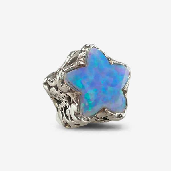 Praan Opalescent Stardust Under the Sea Charm V2 silver and blue natural-stone Bead by The Alternative Bead. Your official Praan Retailer from Germany
