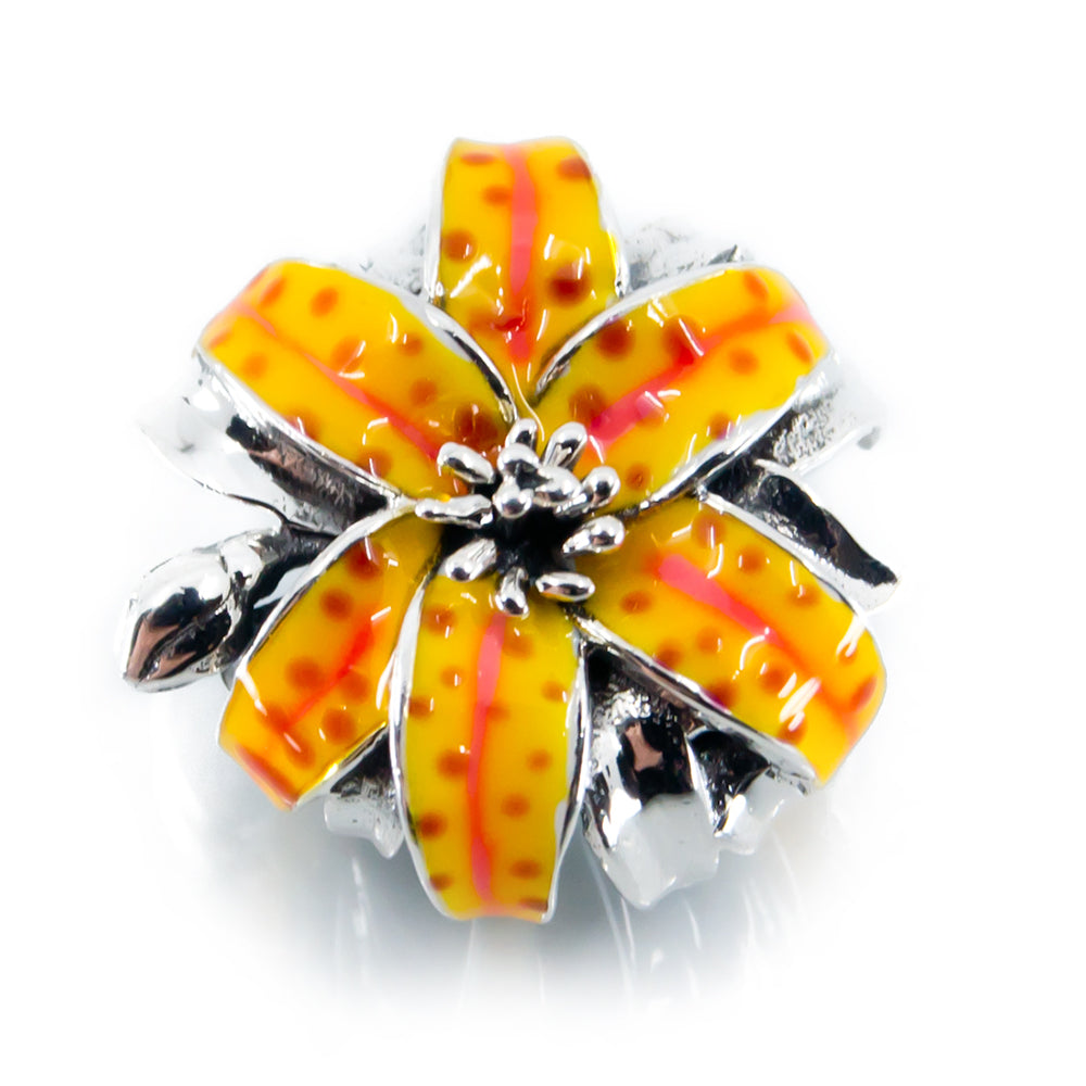 The Alternative Bead: Aurora Charm - Orange Tiger Lily Charm Sterling Silver Charm Picture 3