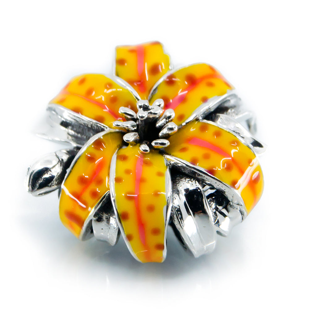 The Alternative Bead: Aurora Charm - Orange Tiger Lily Charm Sterling Silver Charm Picture 2