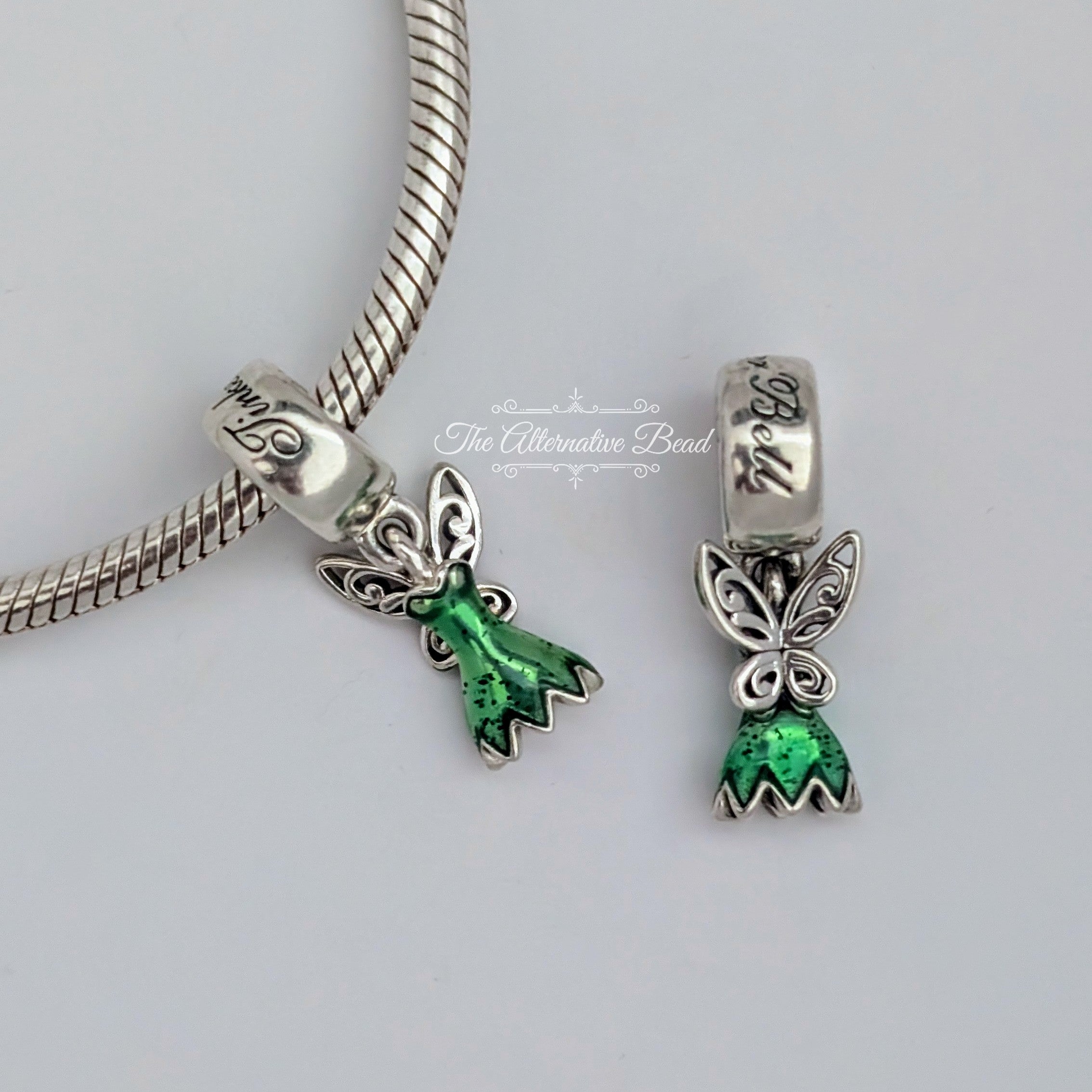 Disney x Pandora Tinker Bell Silver Dangle with Green Enamel (792138EN93) green and silver sterling-silver and enamel Dangle by The Alternative Bead. Your Jewelry Retailer from Germany