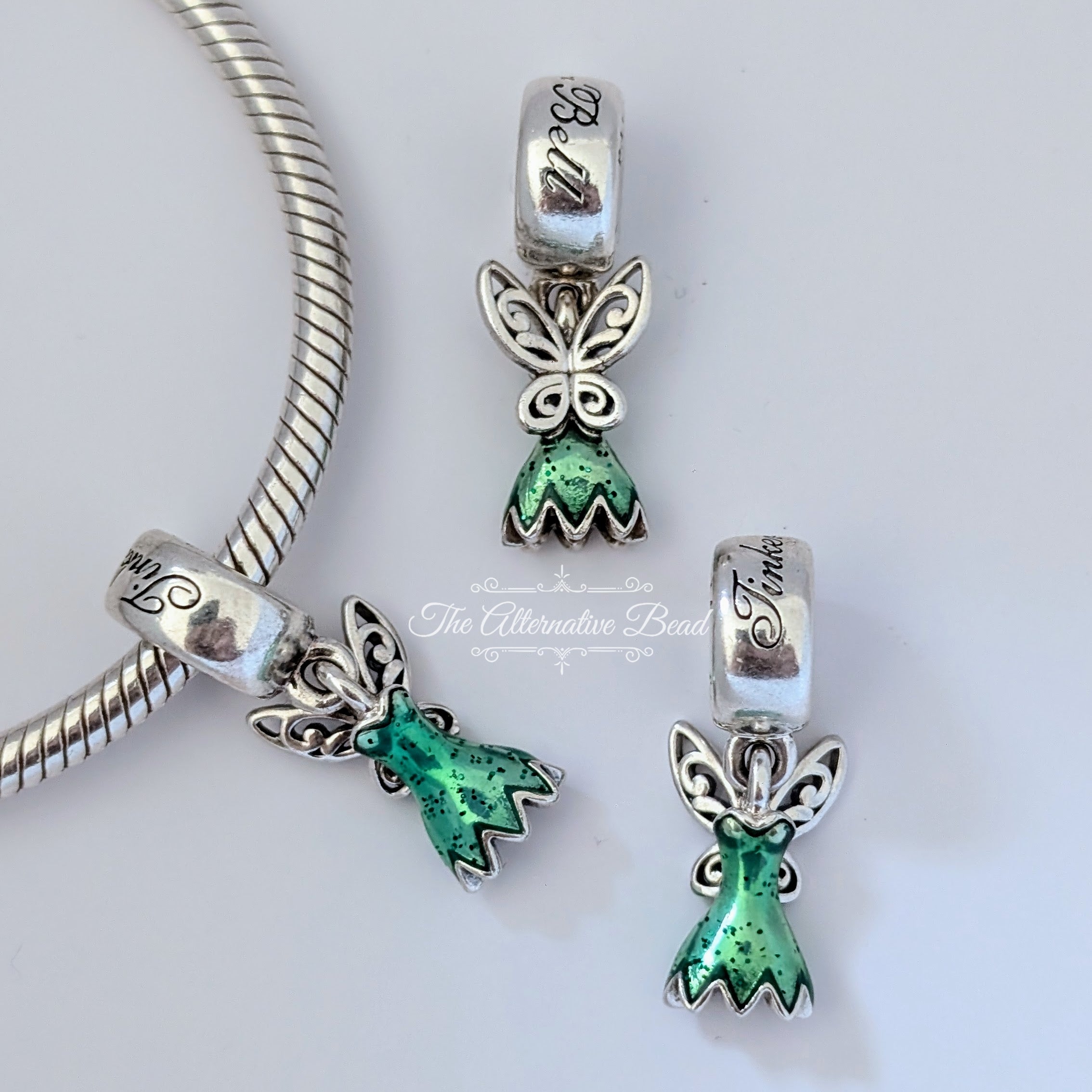 Disney x Pandora Tinker Bell Silver Dangle with Green Enamel (792138EN93) green and silver sterling-silver and enamel Dangle by The Alternative Bead. Your Jewelry Retailer from Germany