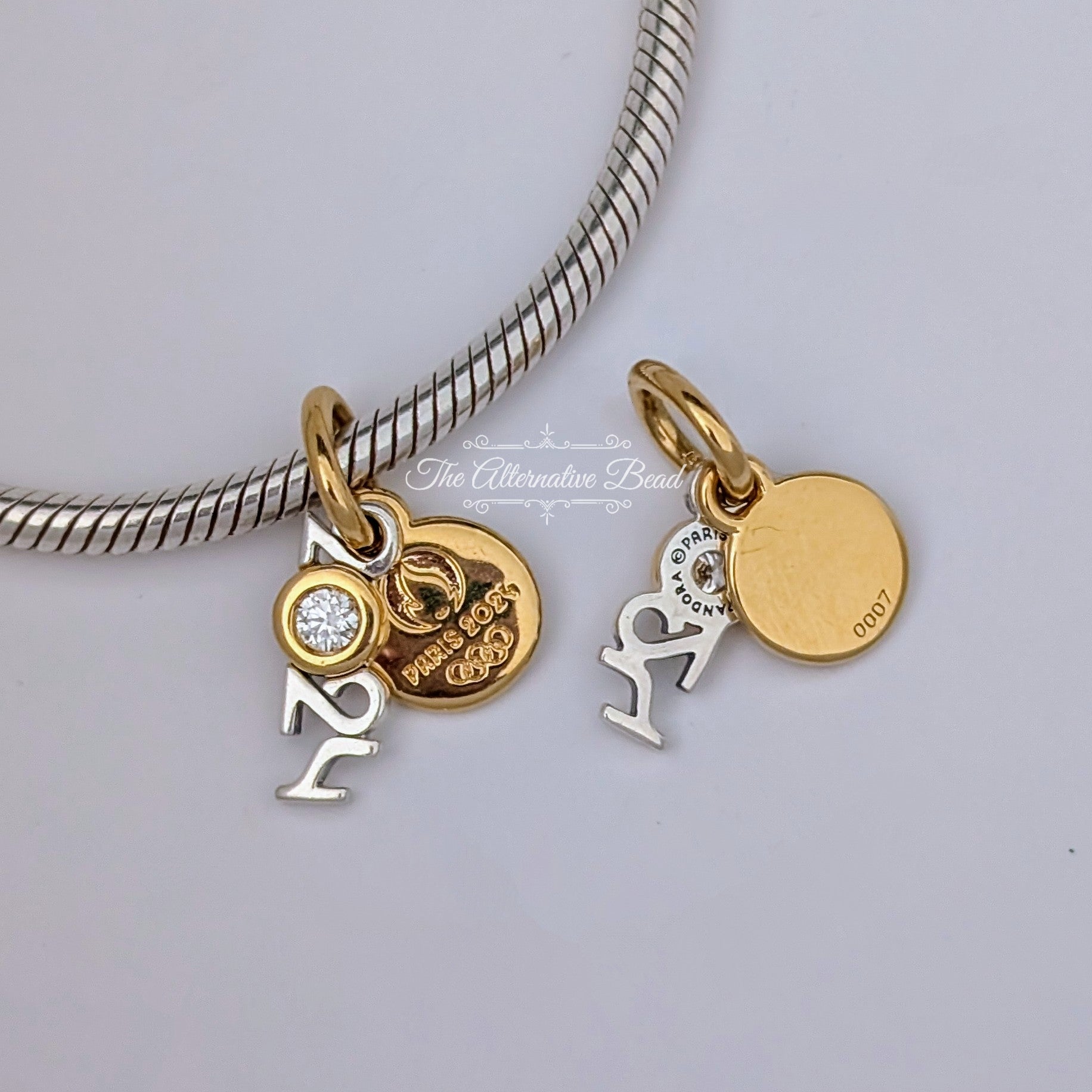 Pandora Limited Edition Diamond Pendant Charm Paris 2024 Olympic Games (763469C01) gold and silver sterling-silver and gold and diamond Dangle by The Alternative Bead. Your Jewelry Retailer from Germany