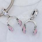 Pandora Headphones silver dangle with clear cubic zirconia and pink enamel (797902EN160) pink and silver sterling-silver Dangle by The Alternative Bead. Your Jewelry Retailer from Germany