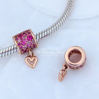 Pandora Retired 14K Rose Gold-Plated Freehand Heart Barrel Charm with Synthetic Red Ruby (789548C01) rose-gold and pink and red sterling-silver and rose-gold Bead by The Alternative Bead. Your Jewelry Retailer from Germany