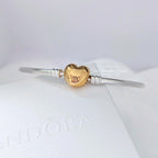 Pandora Pandora Moments Heart Clasp Bangle (567163) silver and gold sterling-silver and gold Bangle by The Alternative Bead. Your Jewelry Retailer from Germany