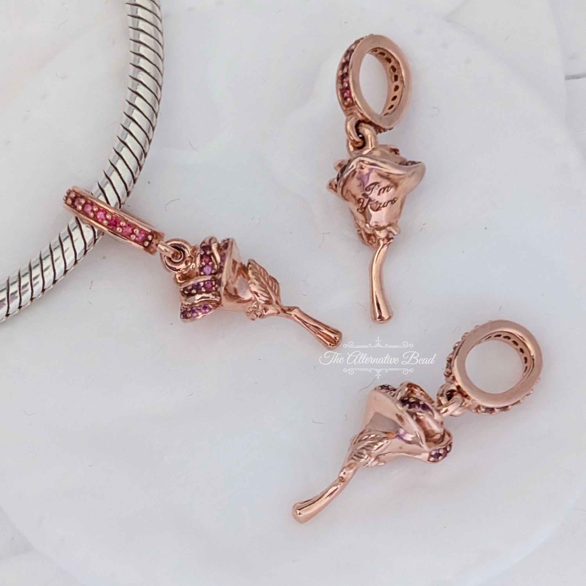 Pandora Rose Flower Dangle (789312C01) rose-gold rose-gold Dangle by The Alternative Bead. Your Jewelry Retailer from Germany