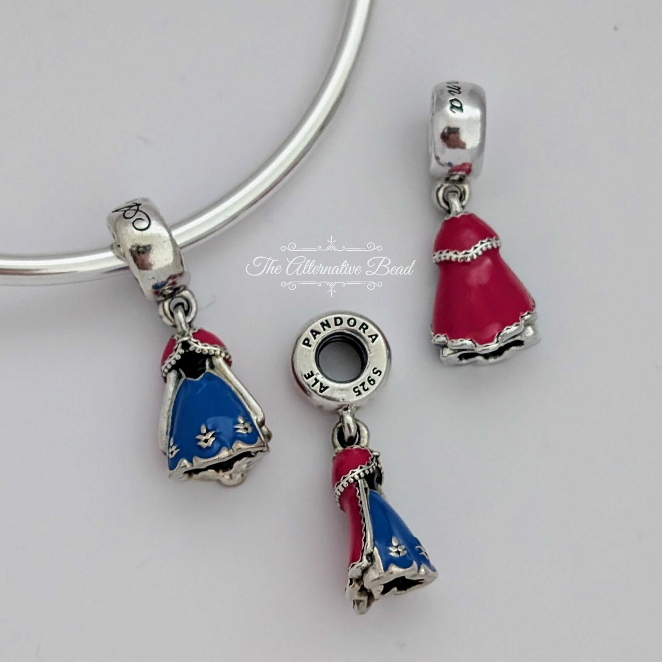Disney x Pandora Anna Dress Silver Dangle with Blue, Pink and Black Enamel (791591ENMX) black and pink and blue sterling-silver and enamel Dangle by The Alternative Bead. Your Jewelry Retailer from Germany