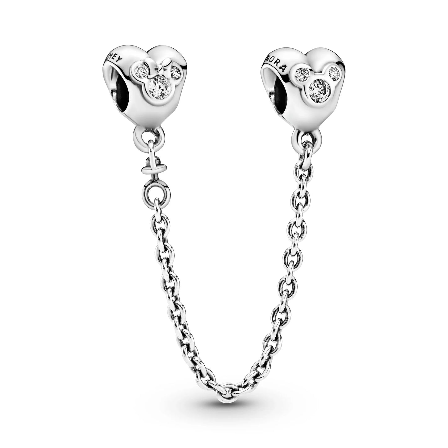 Mickey & Minnie Safety Chain with Cubic Zirconia