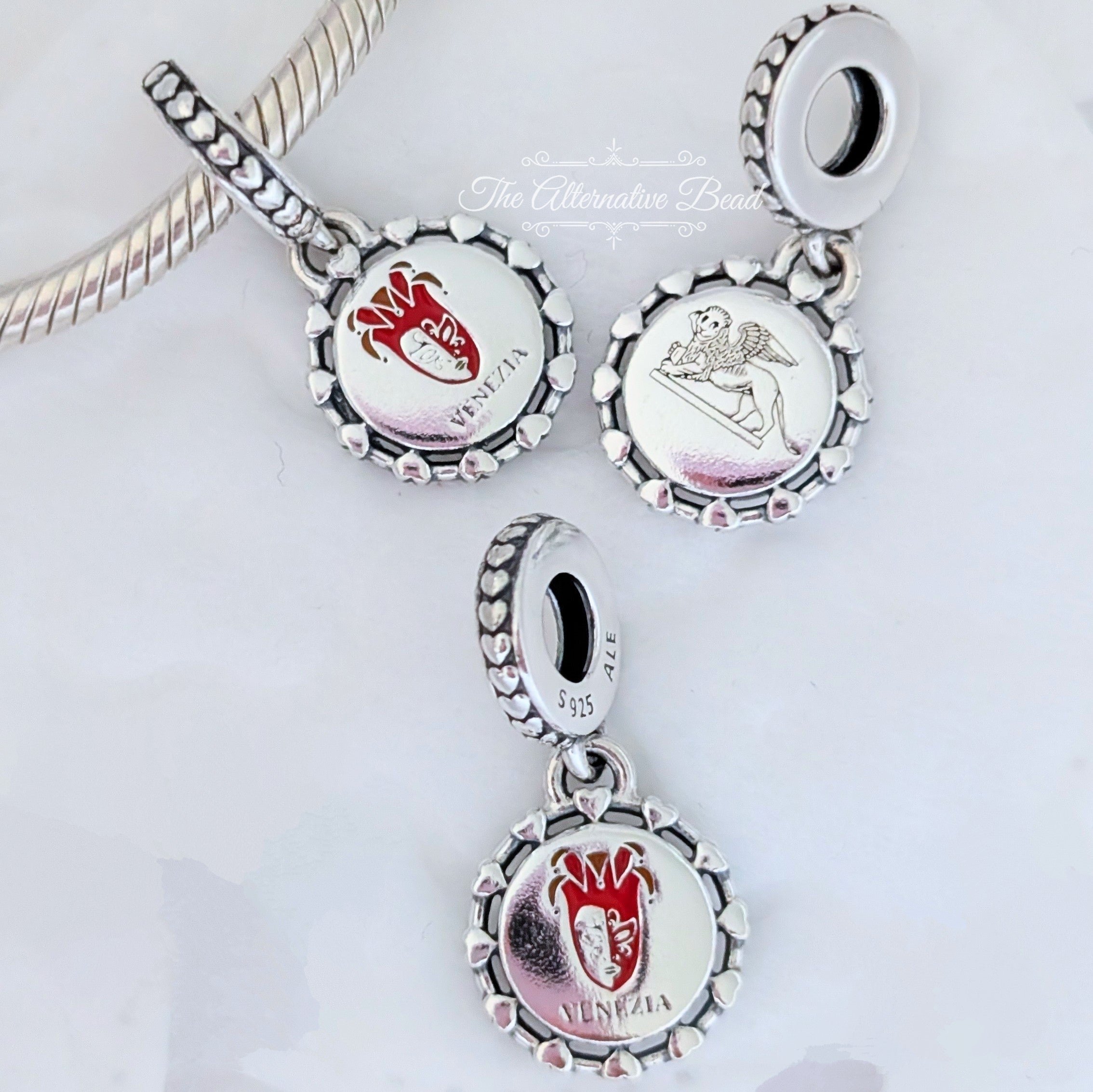 Pandora Venetian Mask and Winged Lion Pendant (792275C00_E007) red and silver sterling-silver Dangle by The Alternative Bead. Your Jewelry Retailer from Germany