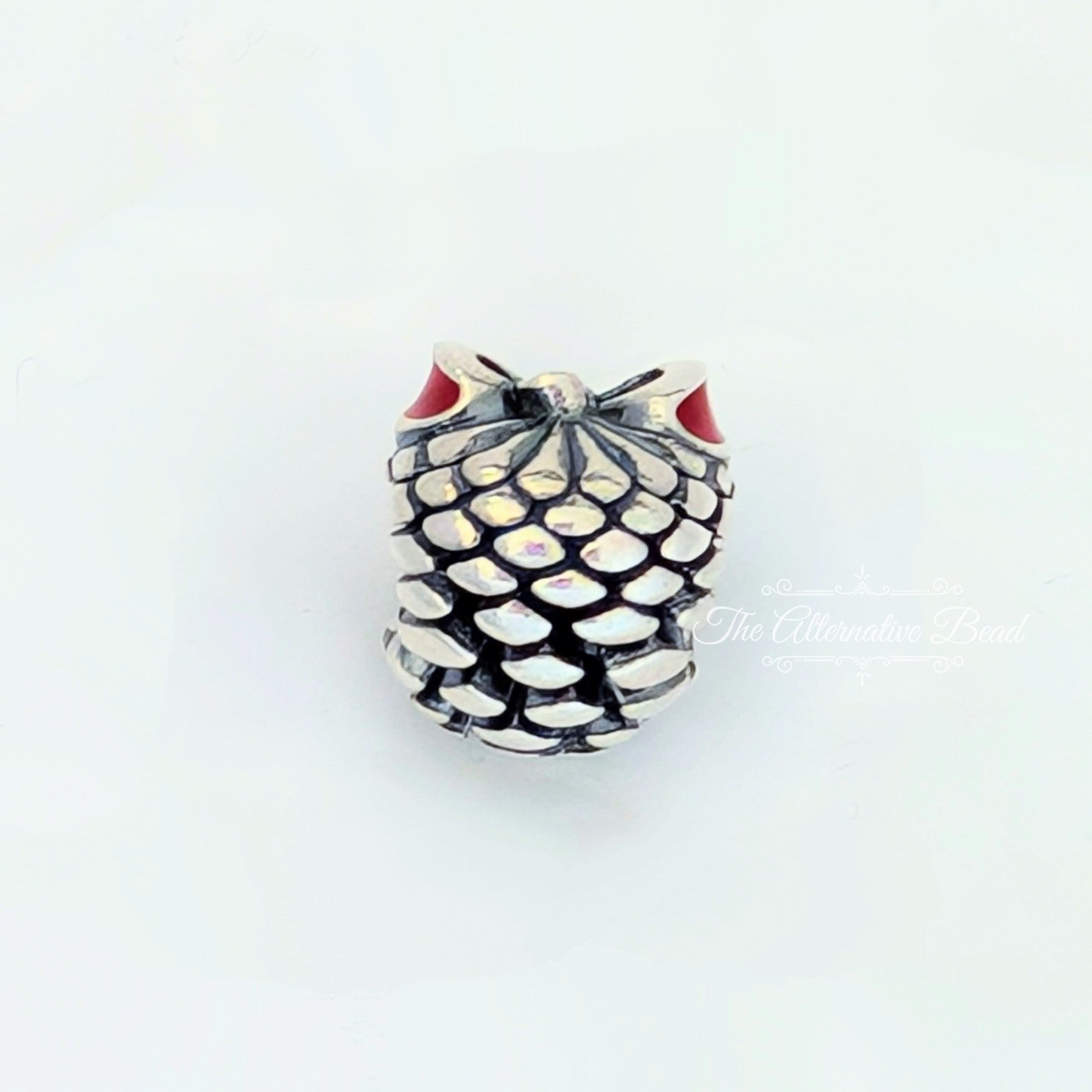 Pandora Pinecone Bow Charm (791237EN39) red and silver sterling-silver and enamel Bead by The Alternative Bead. Your Jewelry Retailer from Germany