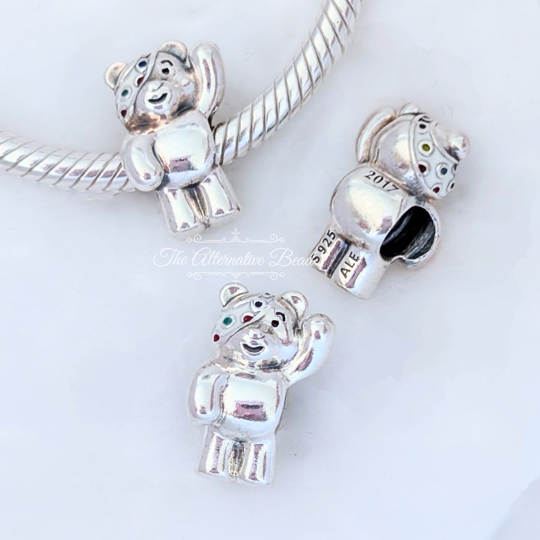 Pandora Pudsey Bear Limited Edition 2017 (796255ENMX) silver and white and blue and green and red sterling-silver Bead by The Alternative Bead. Your Jewelry Retailer from Germany
