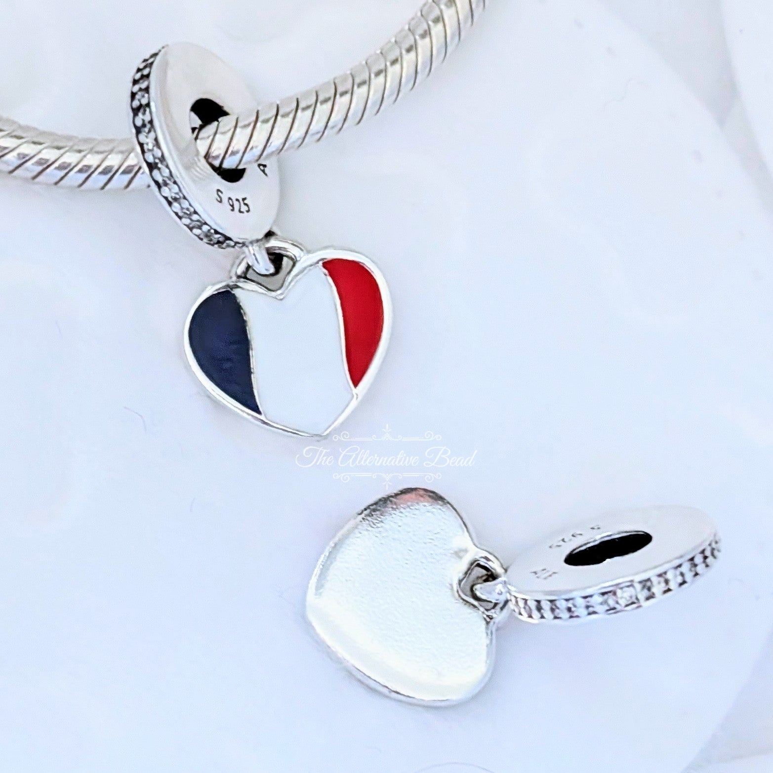 Pandora French Flag Engravable Dangle (792017CZ_E017) silver and blue and white and red sterling-silver and enamel Dangle by The Alternative Bead. Your Jewelry Retailer from Germany