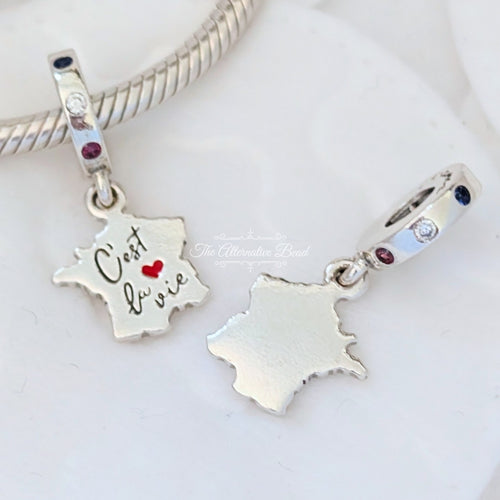 Pandora Map of France C'est La Vie Dangle (792673C01) silver and black and red sterling-silver and enamel Dangle by The Alternative Bead. Your Jewelry Retailer from Germany
