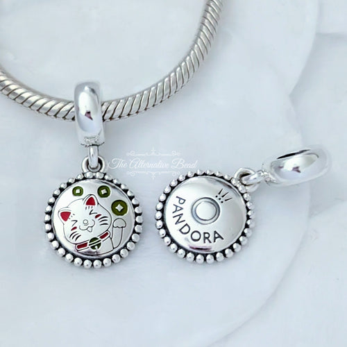 Pandora Lucky Cat Dangle Charm (791169C00_E025) silver and green and white and red sterling-silver Dangle by The Alternative Bead. Your Jewelry Retailer from Germany