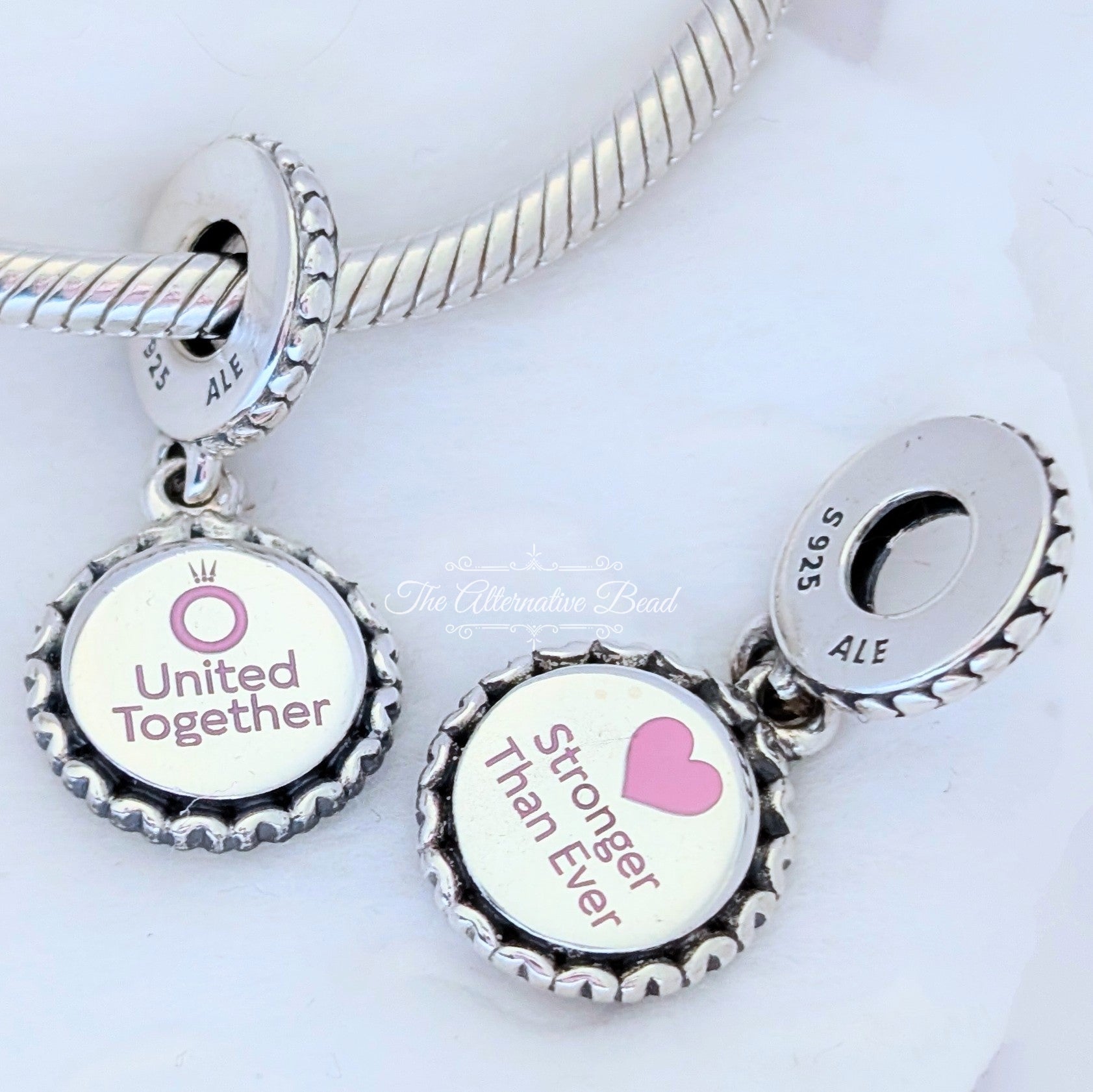 Pandora United Together Dangle (ENG792018_45) silver and pink sterling-silver and enamel Dangle by The Alternative Bead. Your Jewelry Retailer from Germany