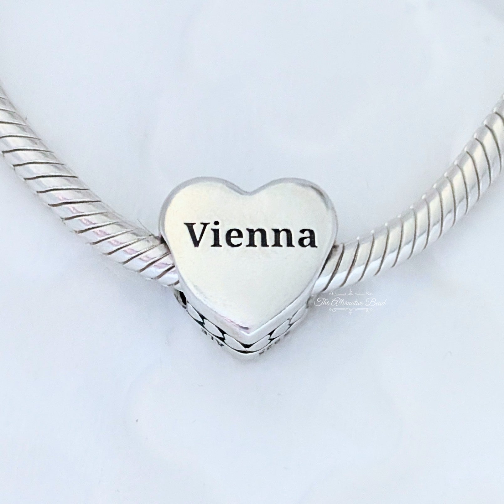 Pandora Vienna Skyline Heart Charm (792015_E037) silver and black sterling-silver Bead by The Alternative Bead. Your Jewelry Retailer from Germany