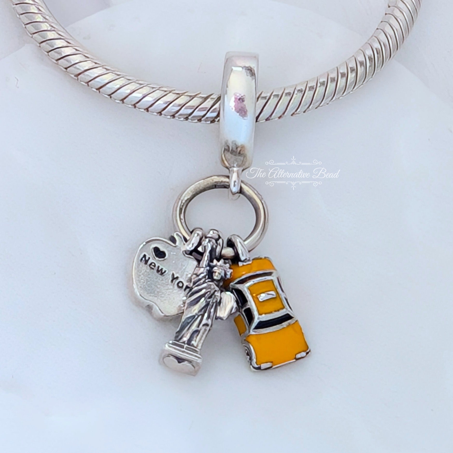 Pandora Symbols of New York City Dangle Charm (797198ENMX) silver and yellow sterling-silver and enamel Dangle by The Alternative Bead. Your Jewelry Retailer from Germany