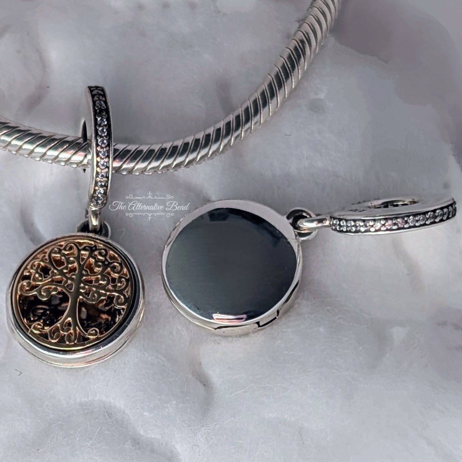 Pandora Family Roots Dangle Charm (791988CZ) silver and gold sterling-silver and gold Dangle by The Alternative Bead. Your Jewelry Retailer from Germany