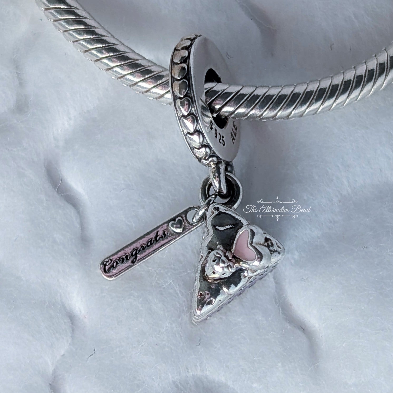 Pandora Cake slice silver dangle with pink, purple and silver enamel (797258ENMX) silver and pink and purple sterling-silver and enamel Dangle by The Alternative Bead. Your Jewelry Retailer from Germany