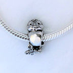 Disney Snow White bird silver charm with clear cubic zirconia