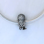Disney Snow White bird silver charm with clear cubic zirconia