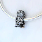 Disney Snow White bird silver charm with clear cubic zirconia