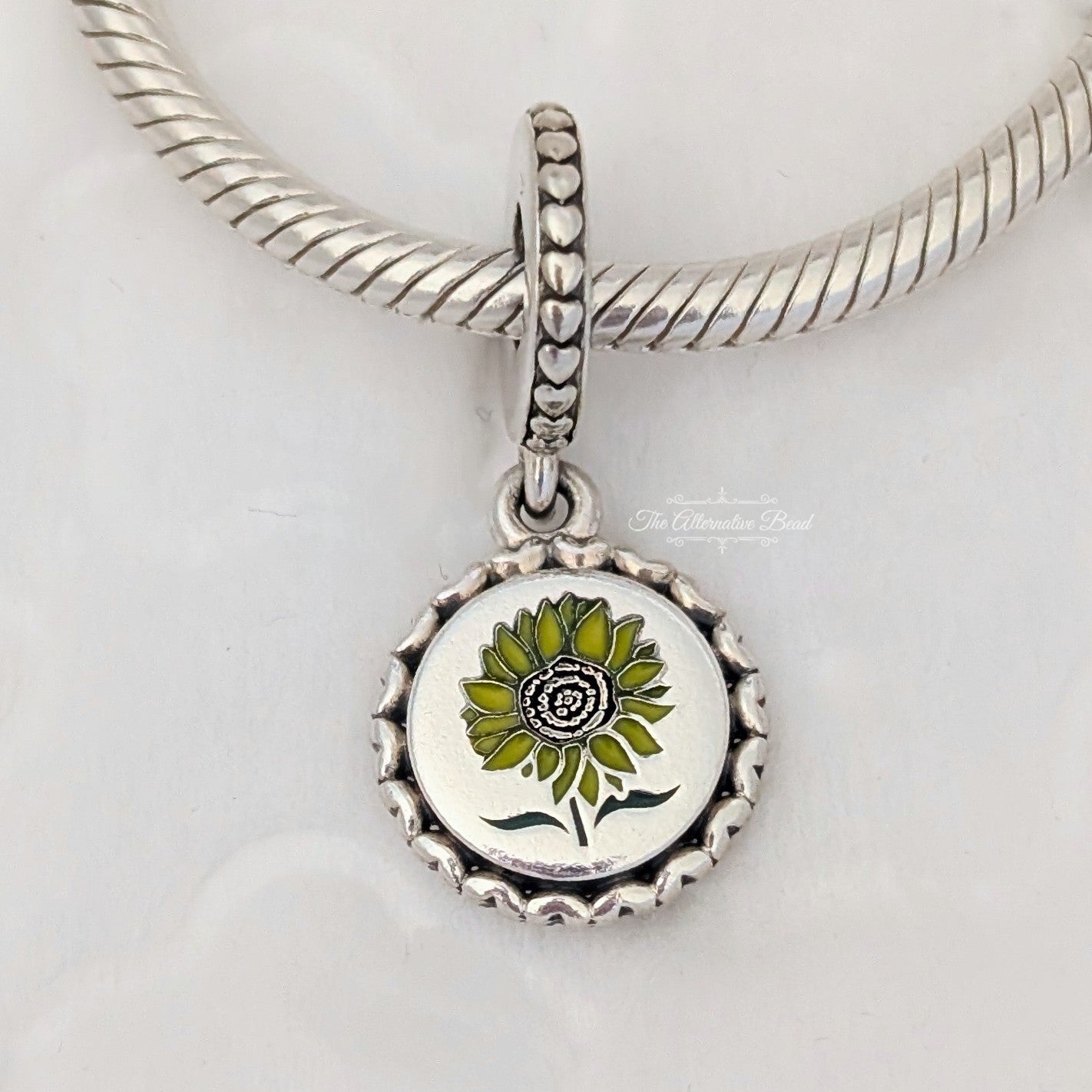 Pandora Sunflower Love For All Dangle Charm (792275C00_E010) silver and floral and yellow sterling-silver and enamel Dangle by The Alternative Bead. Your Jewelry Retailer from Germany