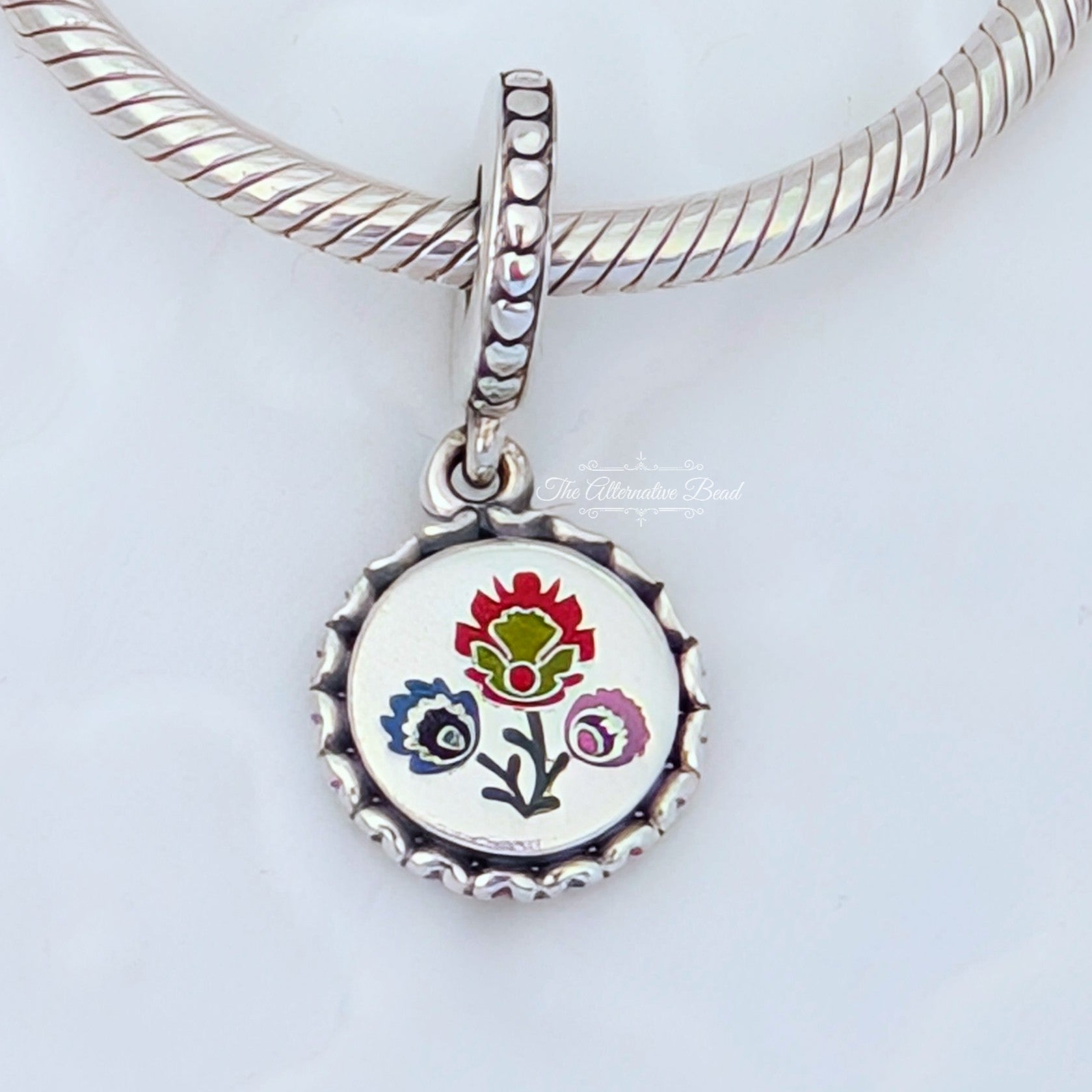 Pandora I Love Poland Flowers Dangle Charm (792018C00_E029) silver and floral sterling-silver and enamel Dangle by The Alternative Bead. Your Jewelry Retailer from Germany