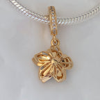 Pandora Blue Blossom Dangle Charm (790667C02 / 760667C01) gold and silver sterling-silver and enamel Dangle by The Alternative Bead. Your Jewelry Retailer from Germany