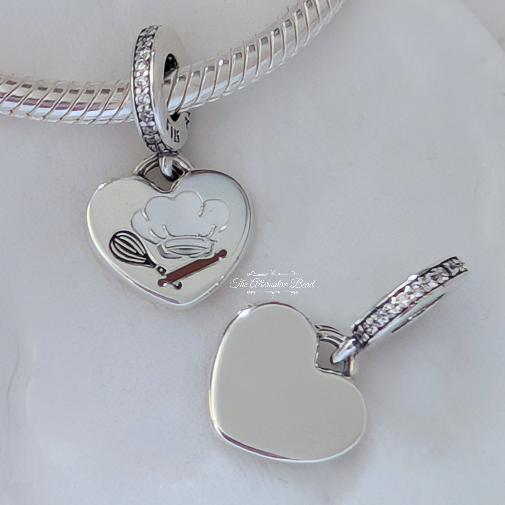 Pandora Baking Tools Heart Dangle Charm (793926C01_E002) silver and black sterling-silver and enamel Dangle by The Alternative Bead. Your Jewelry Retailer from Germany