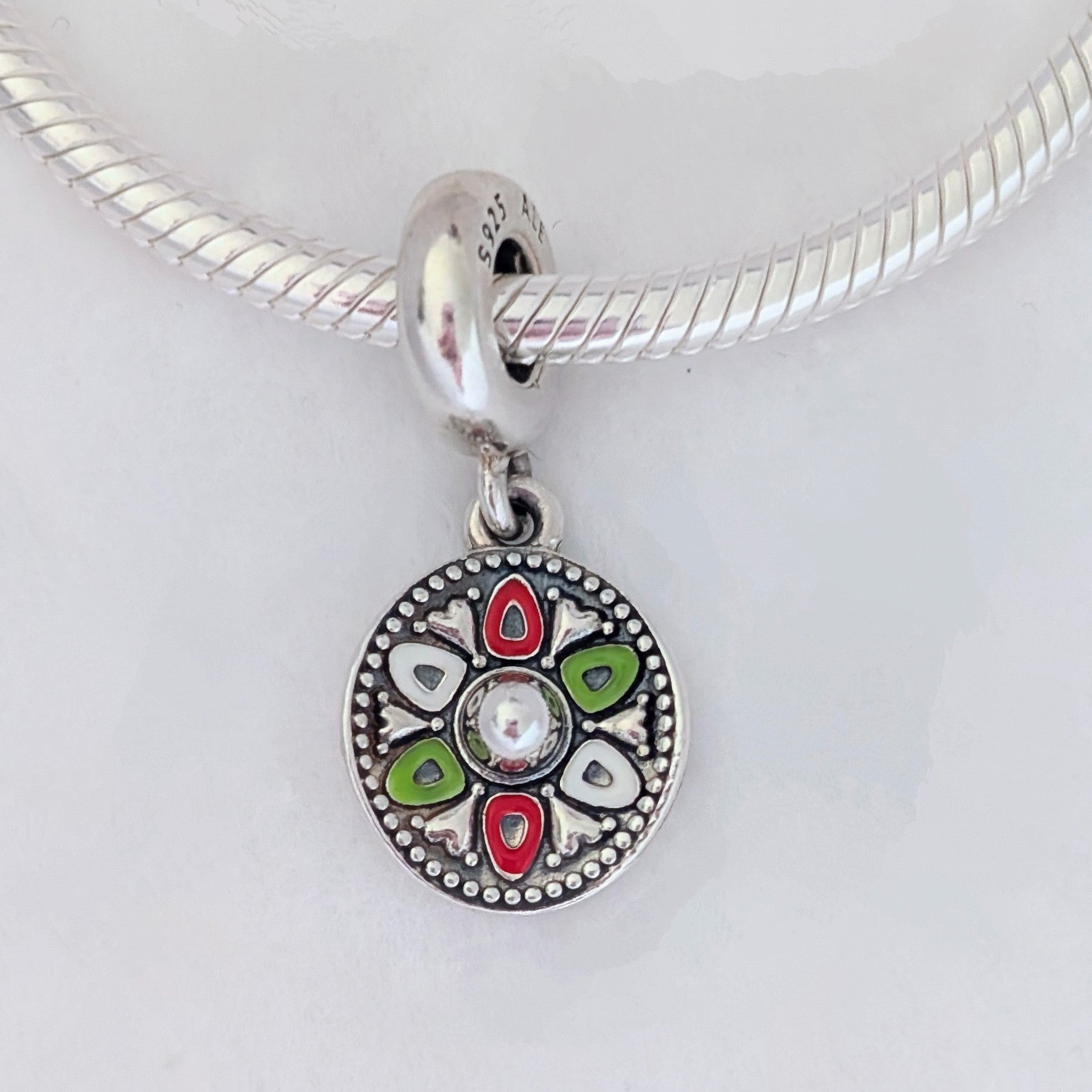 Pandora Sombrero Hat Dangle Charm (792200C01) silver and white and red and black and green sterling-silver and enamel Dangle by The Alternative Bead. Your Jewelry Retailer from Germany