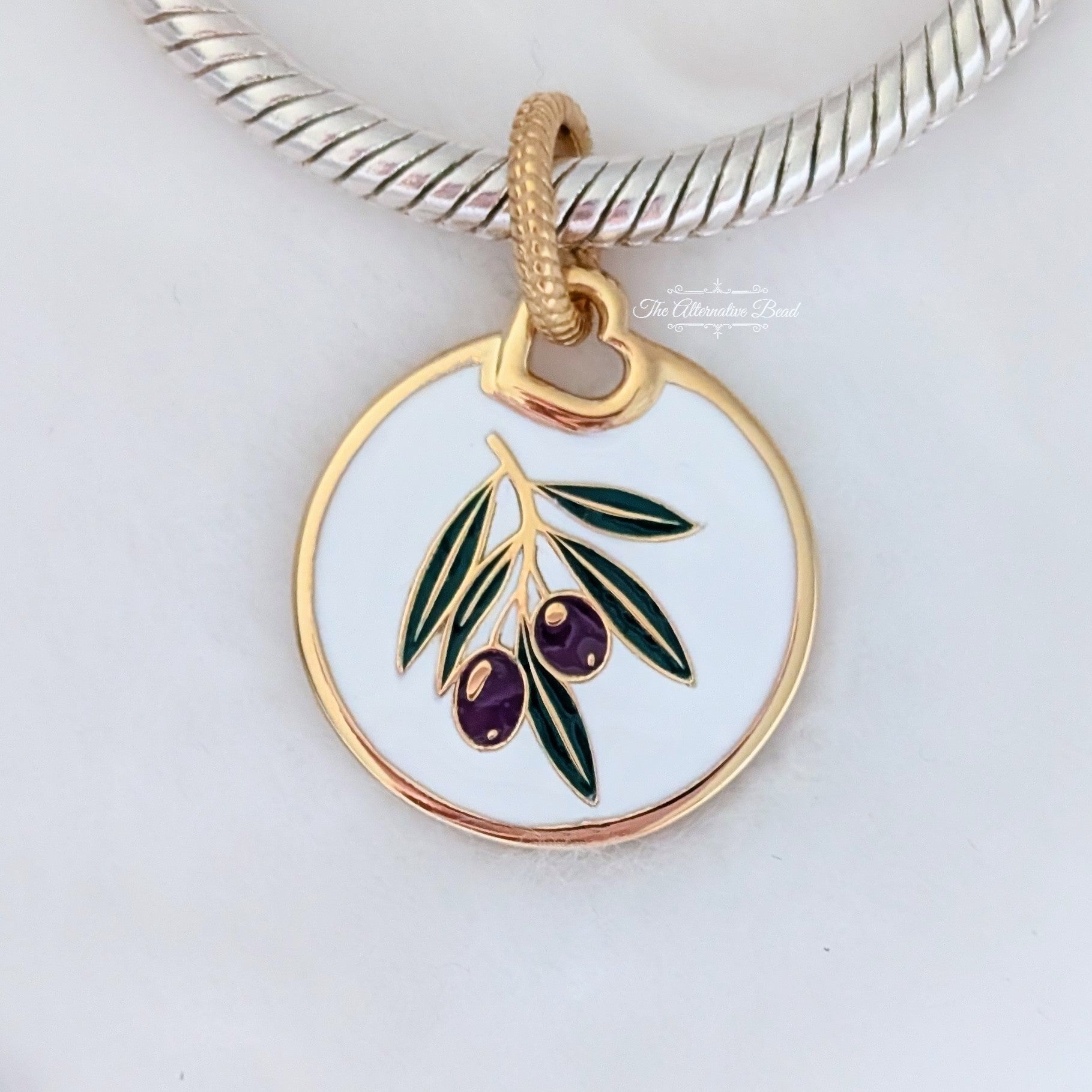 Pandora Faith and Hope Olive Pendant (368610C00_E001) gold and white and green and purple sterling-silver and gold and enamel Dangle by The Alternative Bead. Your Jewelry Retailer from Germany