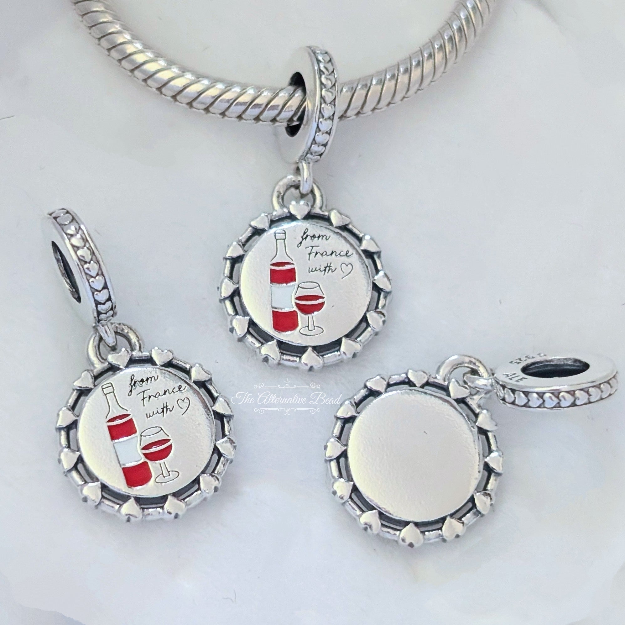 Pandora Glass of Wine from France with love (793928C00_E002) silver and black and red sterling-silver and enamel Dangle by The Alternative Bead. Your Jewelry Retailer from Germany