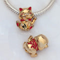 Pandora Cute Fortune Cat Charm (769271C01) gold and red gold and enamel Dangle by The Alternative Bead. Your Jewelry Retailer from Germany