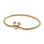Disney x Pandora Disney Mickey Mouse Clasp Moments Snake Chain Bracelet gold gold-plated Bracelet by The Alternative Bead. Your Jewelry Retailer from Germany