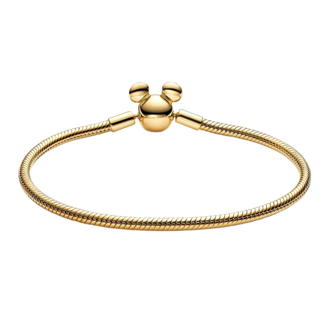 Disney x Pandora Disney Mickey Mouse Clasp Moments Snake Chain Bracelet gold gold-plated Bracelet by The Alternative Bead. Your Jewelry Retailer from Germany