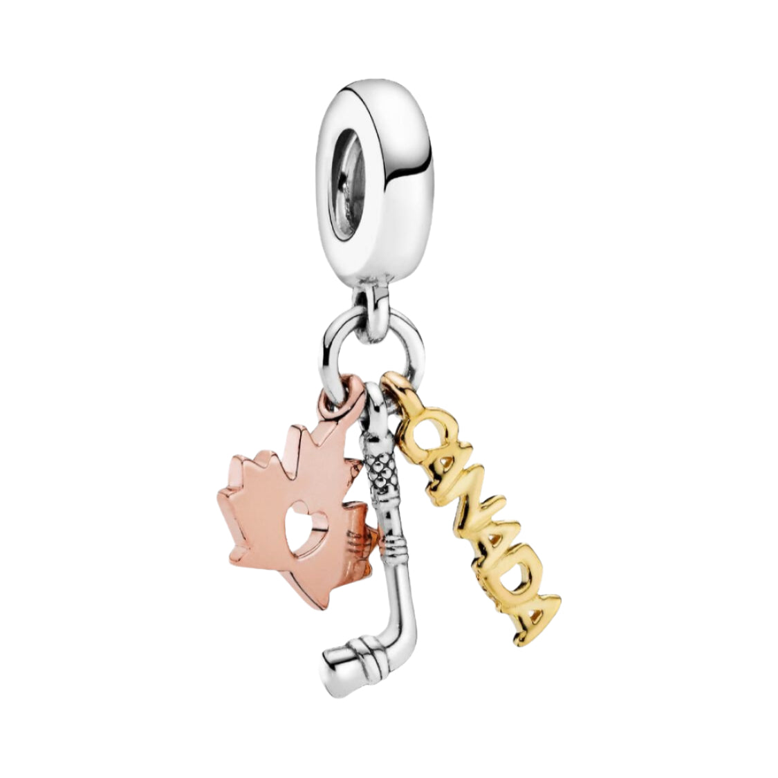 Pandora Canada, Maple Leaf & Hockey Stick Dangle Charm silver and rose-gold and gold sterling-silver and rose-gold-plated and gold-plated Dangle by The Alternative Bead. Your Jewelry Retailer from Germany