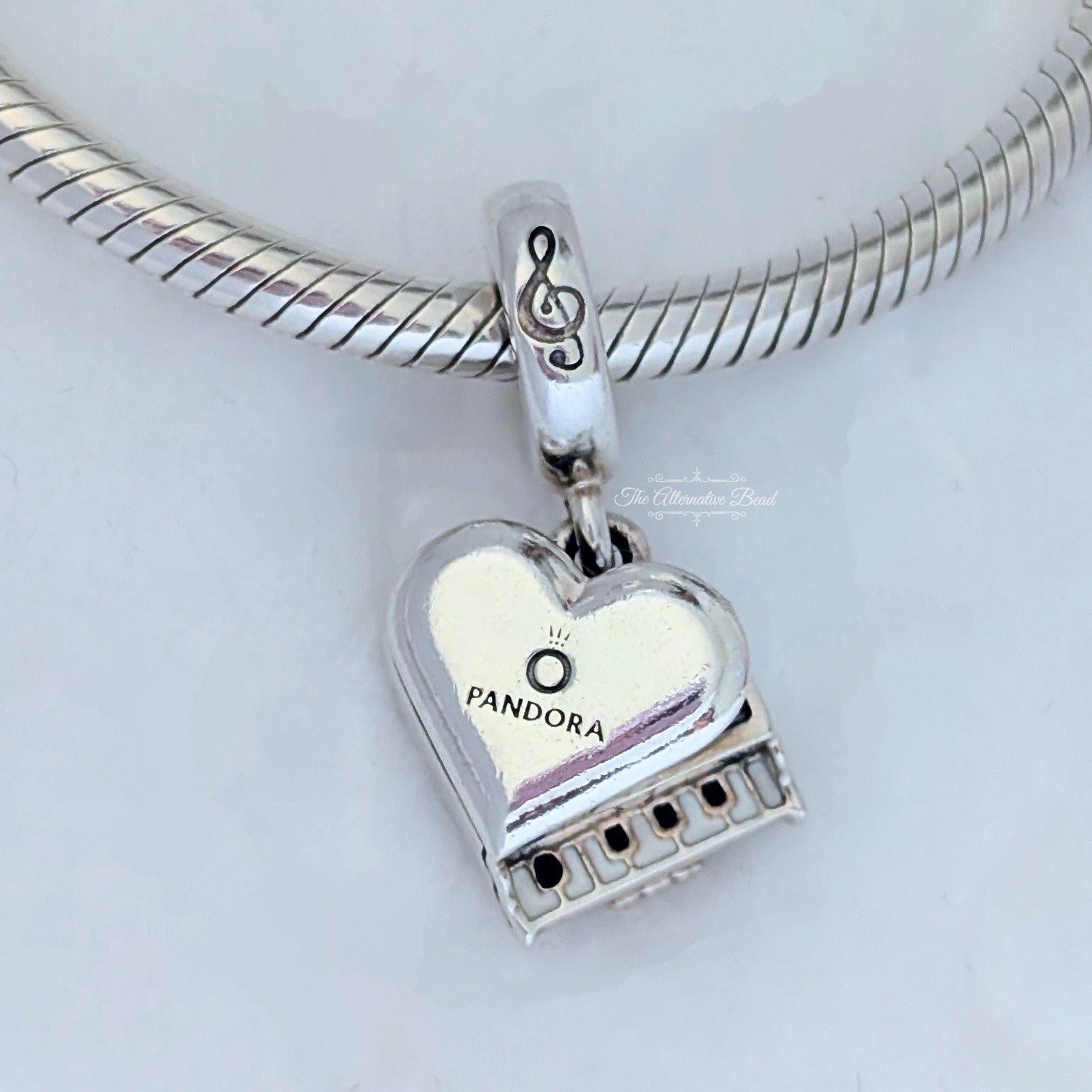 Pandora Grand Piano Heart Dangle Charm silver and black and white sterling-silver and enamel Dangle by The Alternative Bead. Your Jewelry Retailer from Germany
