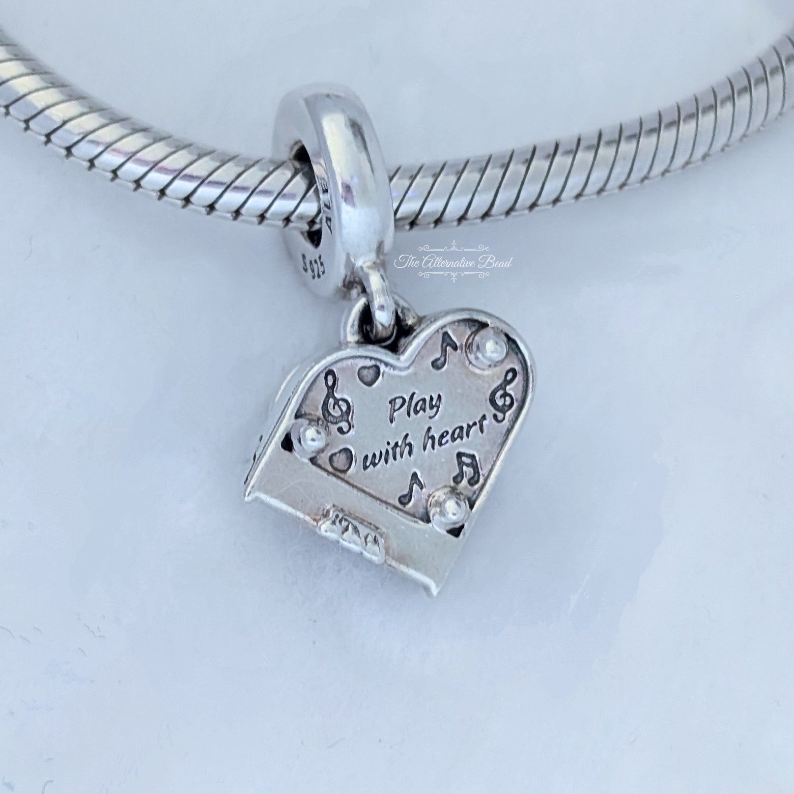 Pandora Grand Piano Heart Dangle Charm silver and black and white sterling-silver and enamel Dangle by The Alternative Bead. Your Jewelry Retailer from Germany