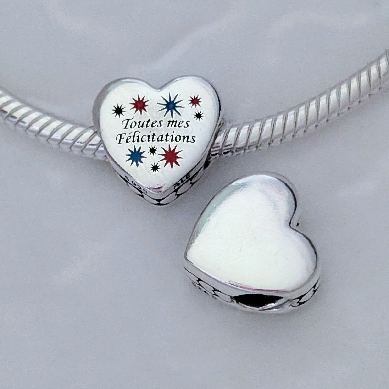 Pandora "Toutes Mes Félicitations" Heart Charm silver and black and red sterling-silver and enamel Bead by The Alternative Bead. Your Jewelry Retailer from Germany