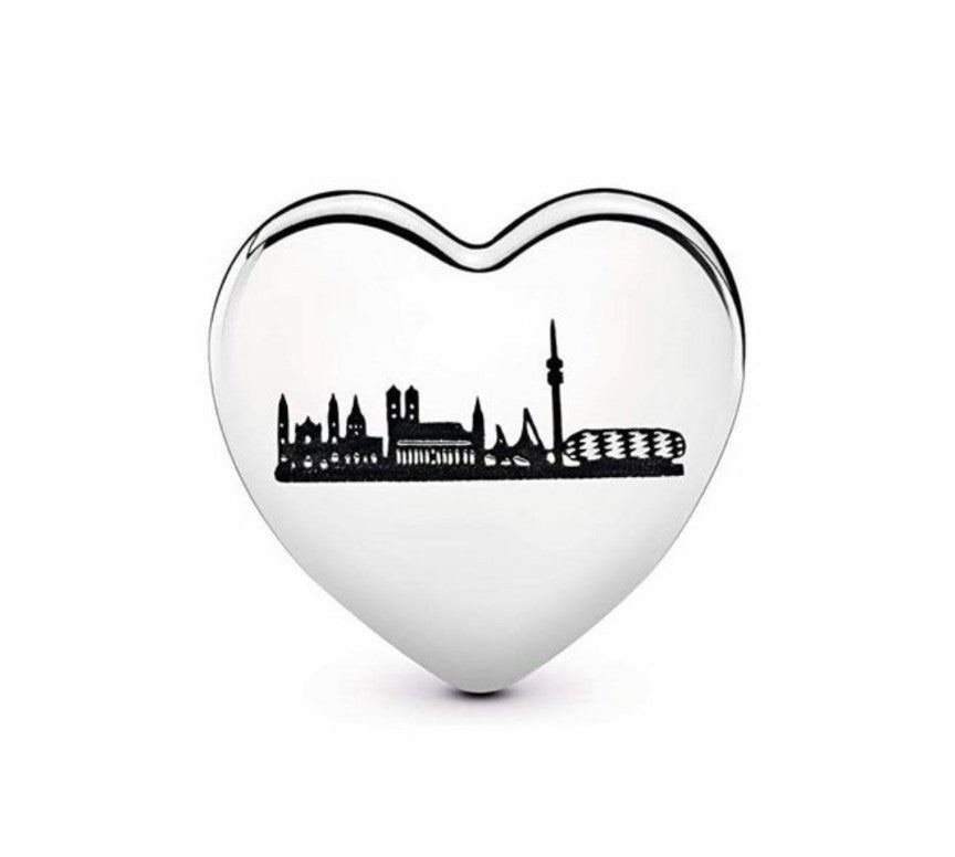 Pandora Munich Skyline Heart Charm silver and black sterling-silver Bead by The Alternative Bead. Your Jewelry Retailer from Germany