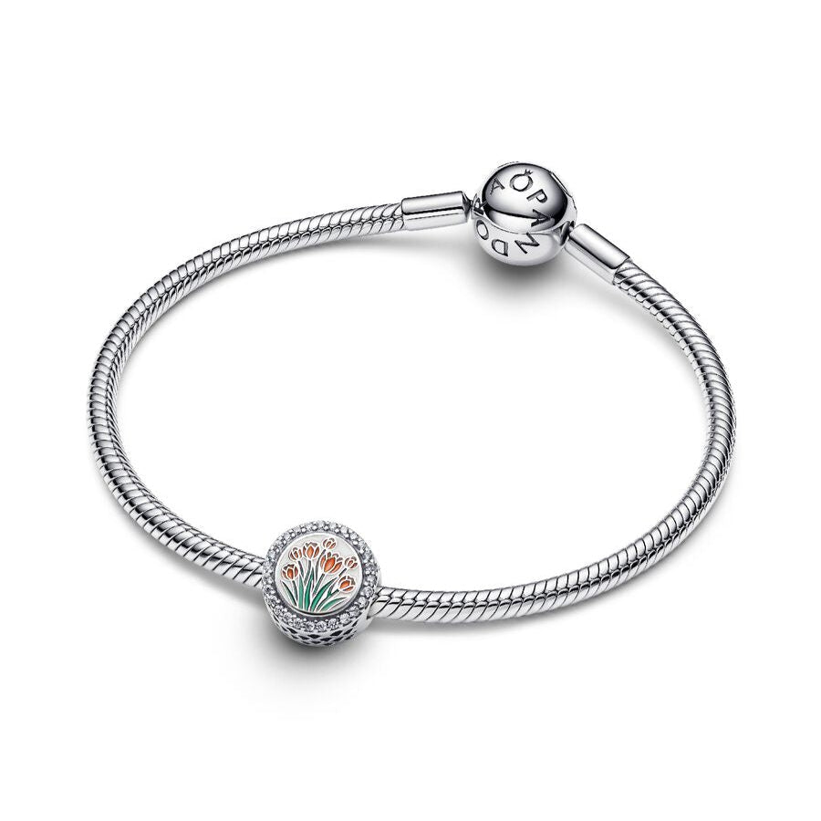Pandora Engravable Tulip Charm silver and floral sterling-silver and enamel Bead by The Alternative Bead. Your Jewelry Retailer from Germany