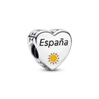 Pandora España Sun Engravable Heart Charm silver and yellow sterling-silver and enamel Bead by The Alternative Bead. Your Jewelry Retailer from Germany
