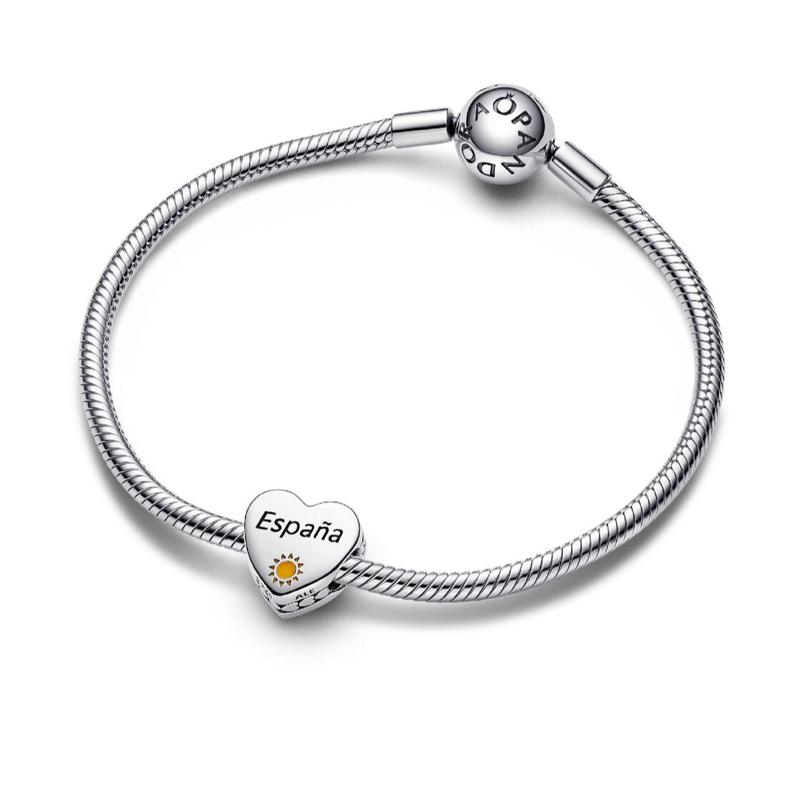 Pandora España Sun Engravable Heart Charm silver and yellow sterling-silver and enamel Bead by The Alternative Bead. Your Jewelry Retailer from Germany