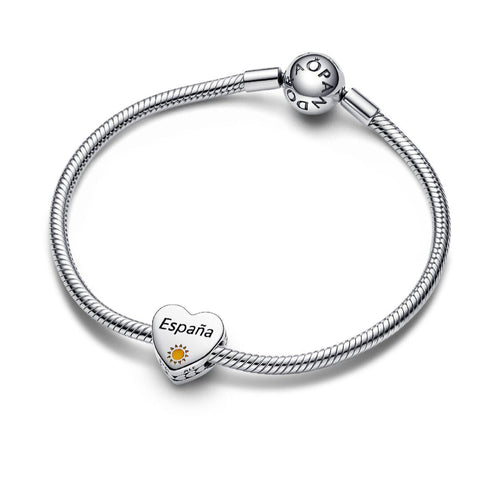 Pandora España Sun Engravable Heart Charm silver and yellow sterling-silver and enamel Bead by The Alternative Bead. Your Jewelry Retailer from Germany